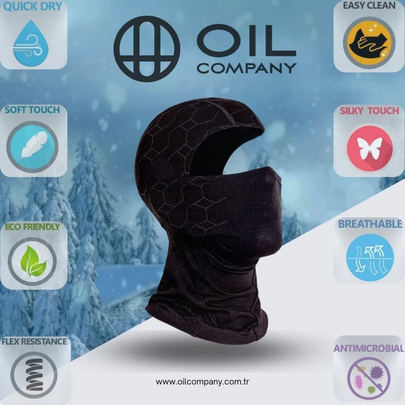 Oil Company Black Balaklava Thermal Snow Mask Unisex