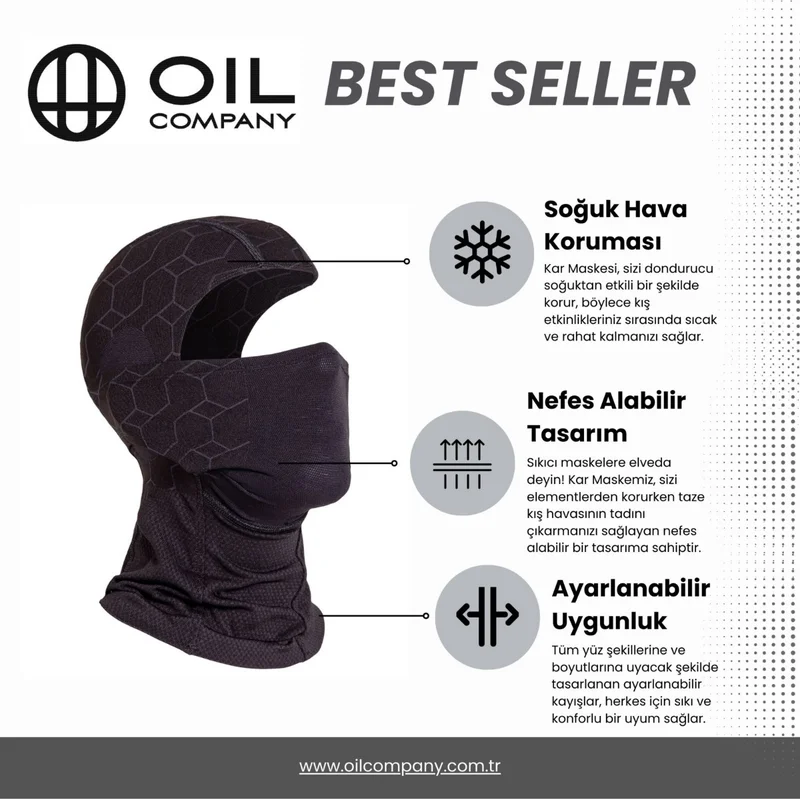 Oil Company Black Balaklava Thermal Snow Mask Unisex