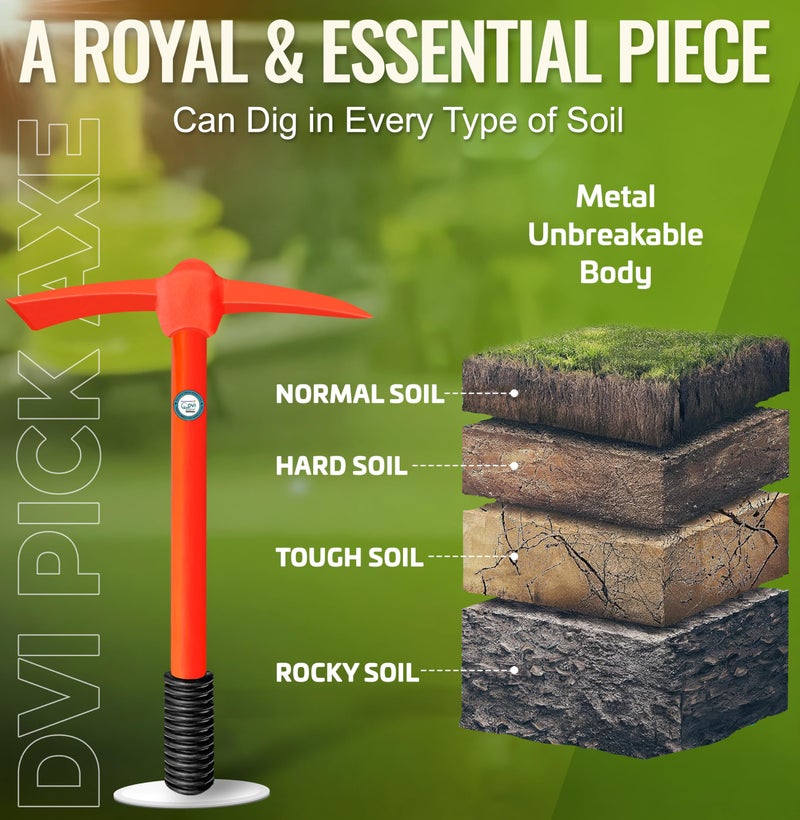 DVI Garden Hoe with HDPE Handel Material | Heavy-Duty Iron Mini Pick Axe I Hoe I Gardening Tool I Digger I Cultivator I Durable | Set of 1 | Multicolour | - Image 4