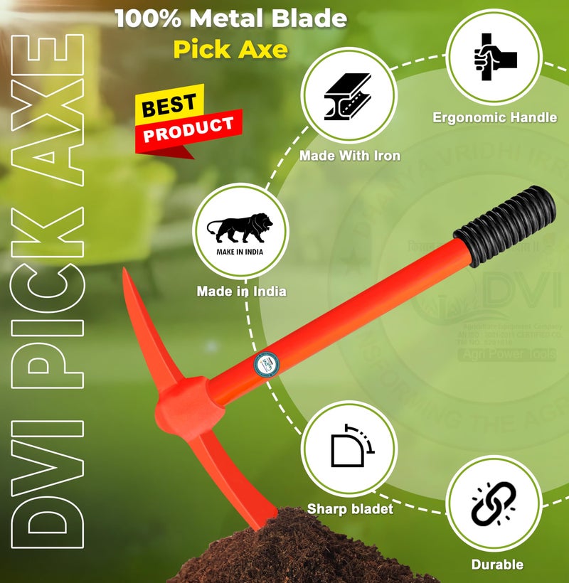 DVI Garden Hoe with HDPE Handel Material | Heavy-Duty Iron Mini Pick Axe I Hoe I Gardening Tool I Digger I Cultivator I Durable | Set of 1 | Multicolour | - Image 5
