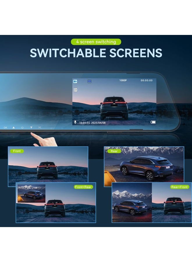 SIXWIN 4.5 Inch 1080P Car Dual Lens HD Rearview Mirror Car Recorder with 480P Rear Cameras - Image 3