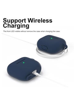Aookay For Apple Airpod 4/Airpods 4th Generation/Airpod 4th Gen Case Cover with Keychain, Full Protective Silicone Case Accessories , Front LED Visible (Dark Blue)  - Image 5
