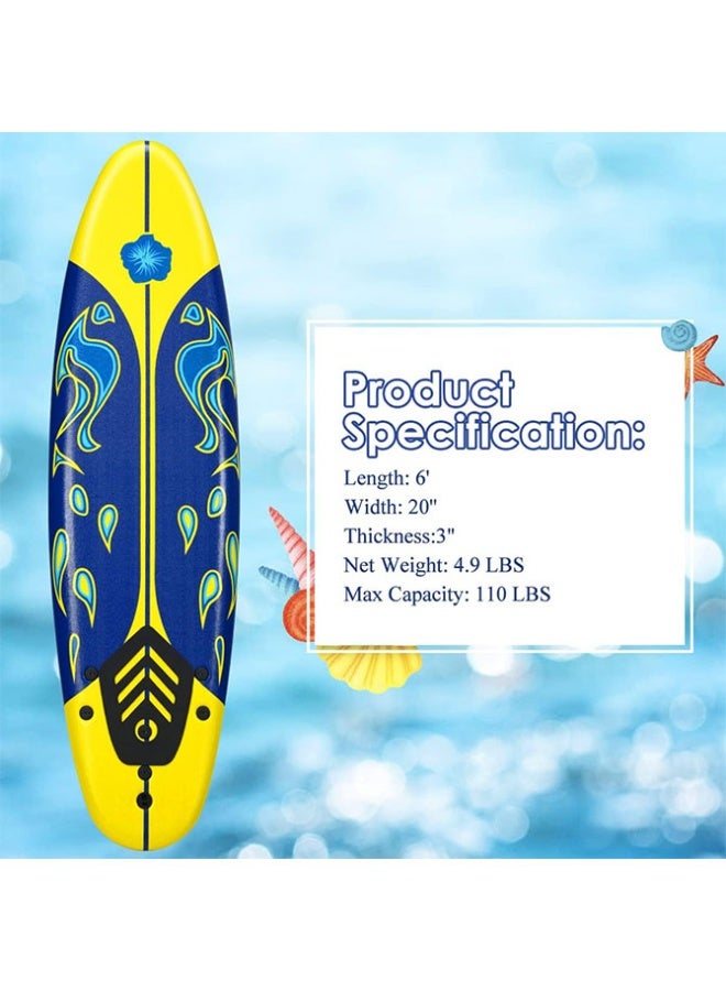 Max Strength 6Ft Stand Up Surfing Board with 3 Detachable Fins, Safety Leash, Non-Slip Lightweight Foam Surfboard for Kids, Teenager, Youth - Image 4