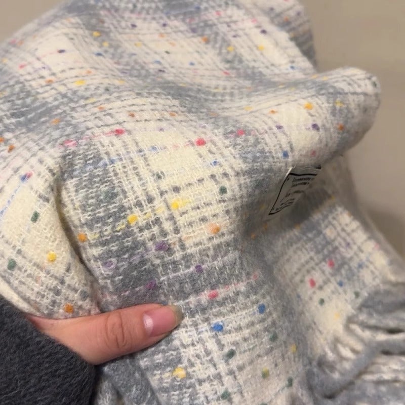 2024 new Korean version of the stars plaid scarf female autumn and winter student couple shawl Joker warm scarf wholesale - Image 3