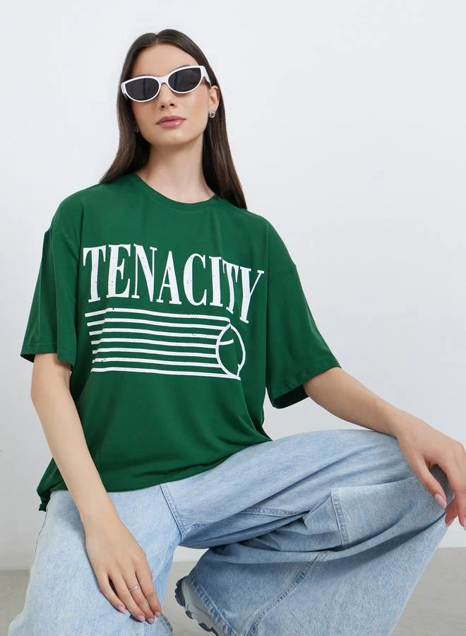 Take Two Take Two Slogan Print Oversized T-Shirt