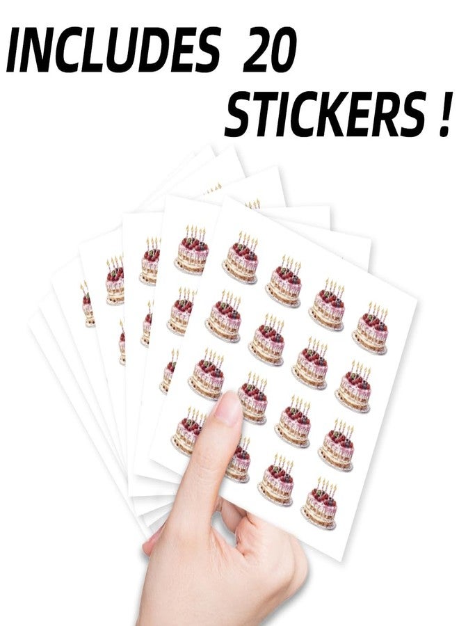 AHANDMAKER 320Pcs Birthday Cake Stickers, Cute Birthday Cake Paper Decals Self-Adhesive Label Stickers for Birthday Party Gift Favors, Envelope Seals, Scrapbooking, Calendars, Journals, Album - Image 3
