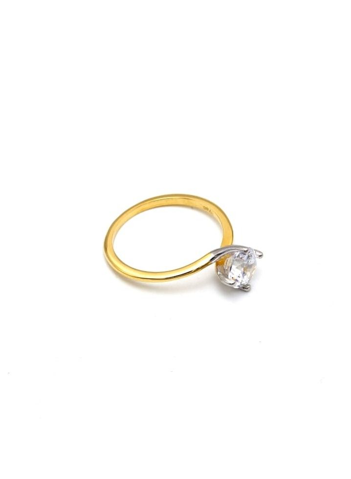 Gold Zone Real Gold 2 Color Plain Solitaire Stone Ring 0016 (Size 6.5) R1981 - Image 5