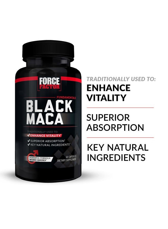 FORCE FACTOR Black Maca Root, 3-Pack, Vitality Supplement for Men with Superior Absorption and Power, Natural Maca Negra Extract, Fundamentals Series, 1000mg, 180 Capsules - Image 2