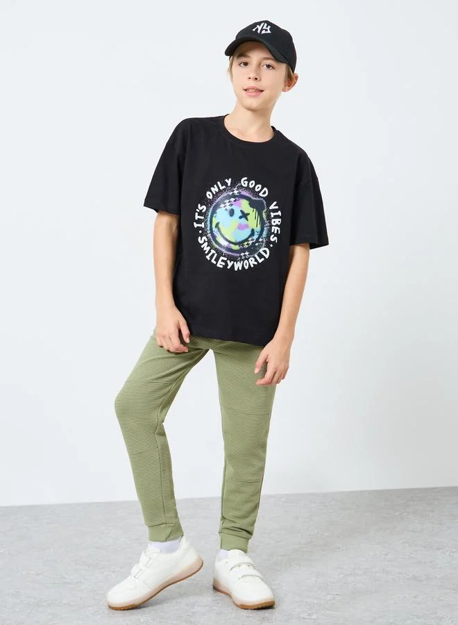 Styli Styli Teens Green Cotton Knit Ottoman Joggers