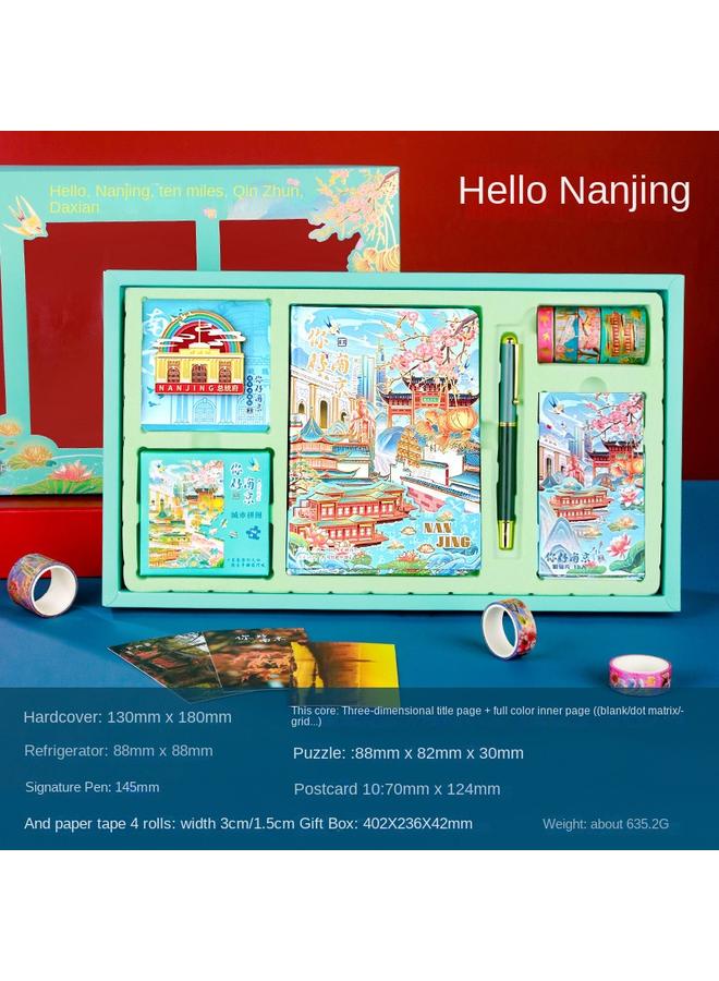 Bluejw City Tourist Attractions Landmark Guofeng Handbook Suit Stationery Gift Box Hangzhou Shanghai Xi 'an Beijing Diaries - Image 1