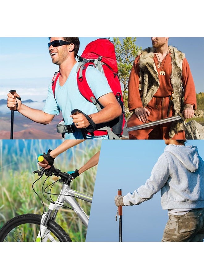 2 Pcs Leather Walking Stick Grip Kit Anti-Slip Handlebar Hand Grips Thruster Covers Wraps with 2Pcs Strap Rope for Motorbikes Bicycle Modification Accessories Camel Color 4.61 x 4.37 Inch - Image 4