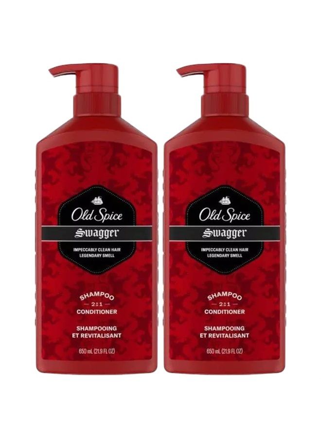 Old Spice شامبو وبلسم 2 في 1 للرجال، رائحة سواجر، زجاجة مضخة سعة 21.9 أونصة (عبوة من 2)
