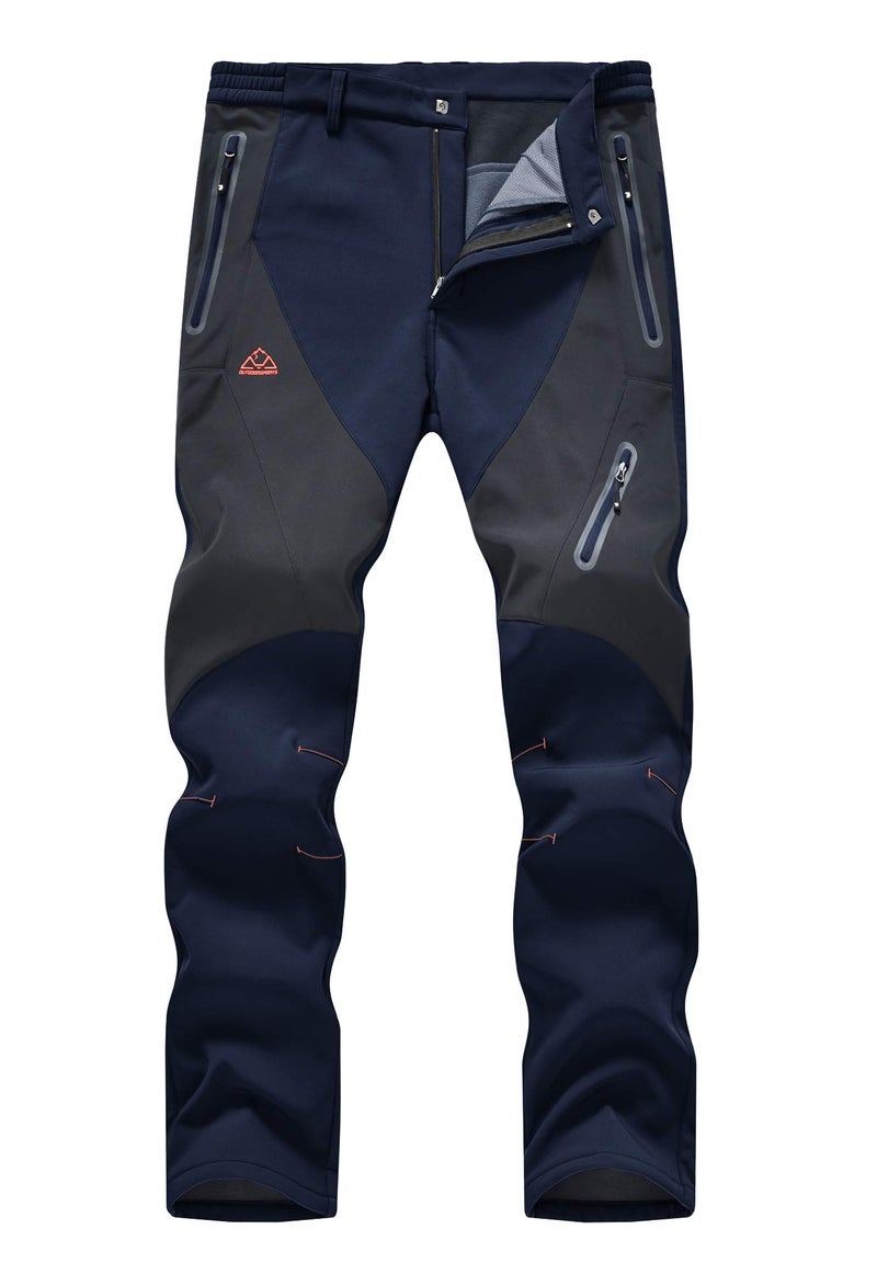 Ysento Men'S Fleece Lined Ski Snow Pants Winter Waterproof Softshell Insulated Hiking Cargo Pants Navy Size 34 - Image 1