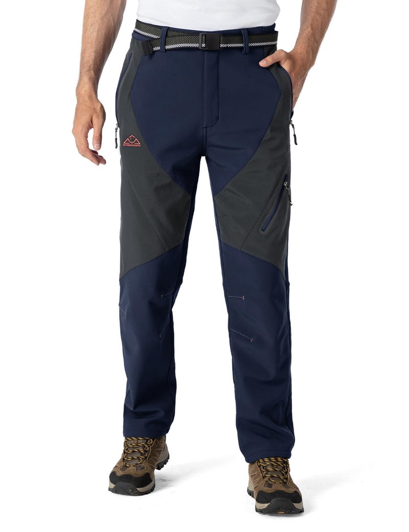 Ysento Men'S Fleece Lined Ski Snow Pants Winter Waterproof Softshell Insulated Hiking Cargo Pants Navy Size 34 - Image 2