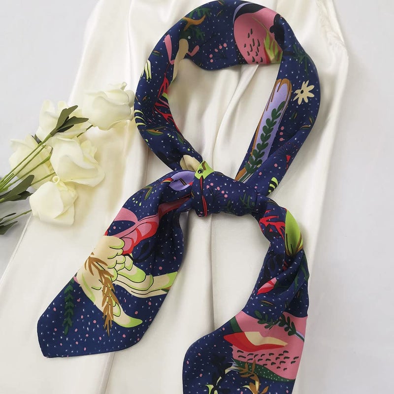 Julunar Silk Like Head Scarf for Women - Satin Large Hair Scarves - 35" Square Silk Hair Wrap for Sleeping with Gift Packed - Image 4