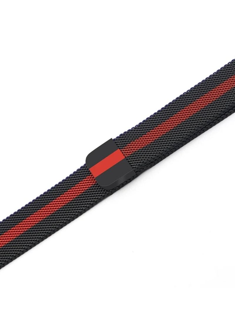 CATANES - Samsung Galaxy Watch 5 / Galaxy Watch 5 Pro Band Milanese Stainless Steel Strap 20mm Compatible with Galaxy Watch5 (44mm/40mm) Galaxy Watch5 Pro (45mm) Black/Red - Image 1