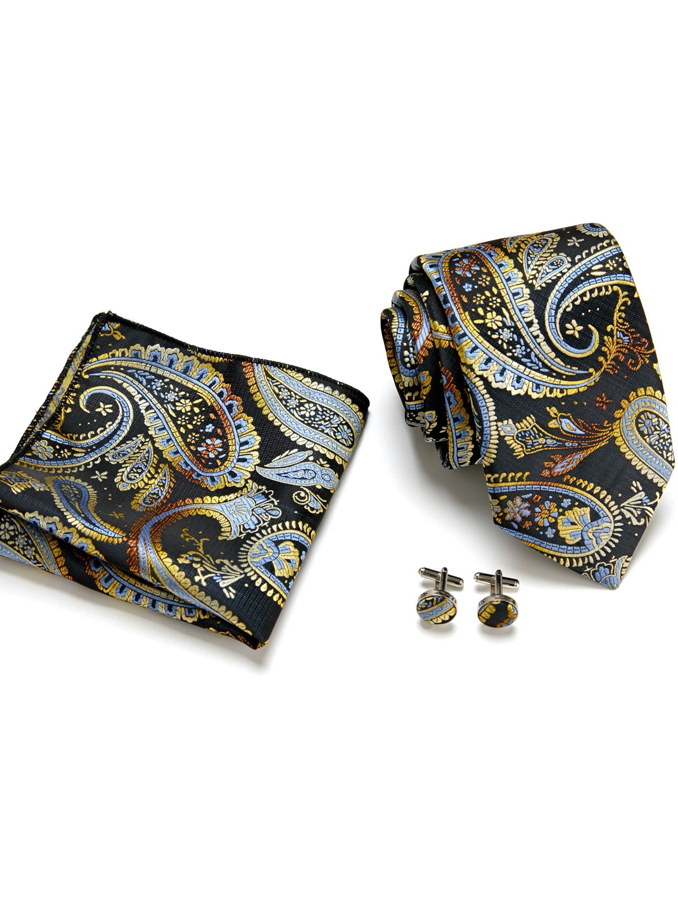 Fashionable Multicolor Patterned Bow Tie Three-Piece Set