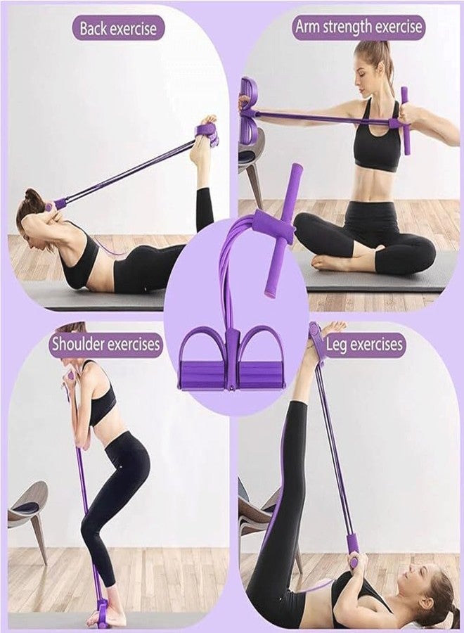 MANVI Rubber Exercise Band for Home Workout, 6-Tube Pedal Puller Resistance Rope for Back, Wrist, Arm & Leg Home Exercise Equipment for Men & Women (4 Tube Pedal Puller + 8 Shape Band) - Image 2