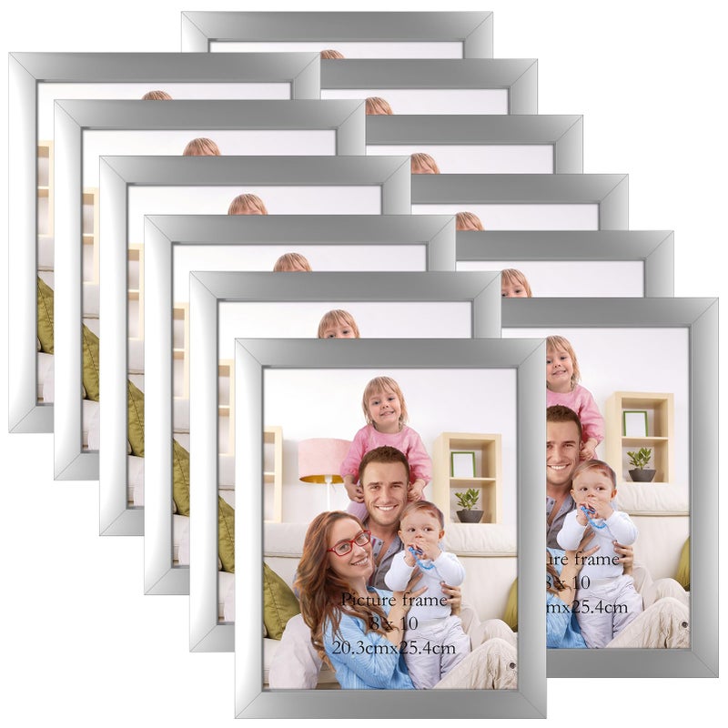 Giftgarden 8x10 Picture Frame Silver Set of 12 Multi Modern 8 by 10 Photo Frames Bulk for Wall or Tabletop Display