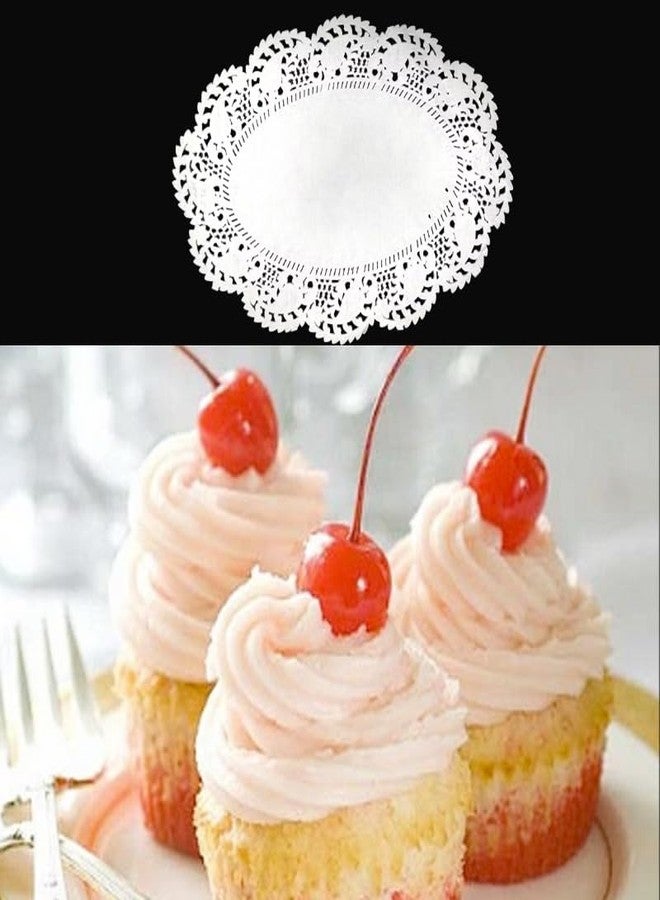 250 قطعة من مفارش ورقية بيضاء دانتيلية للاستخدام مرة واحدة - أحجام متنوعة (دائرية ومستطيلة) لتزيين الكيك، والبوفيه، والأطعمة المقلية، وحفلات الزفاف، وطاولات الحفلات - Image 4