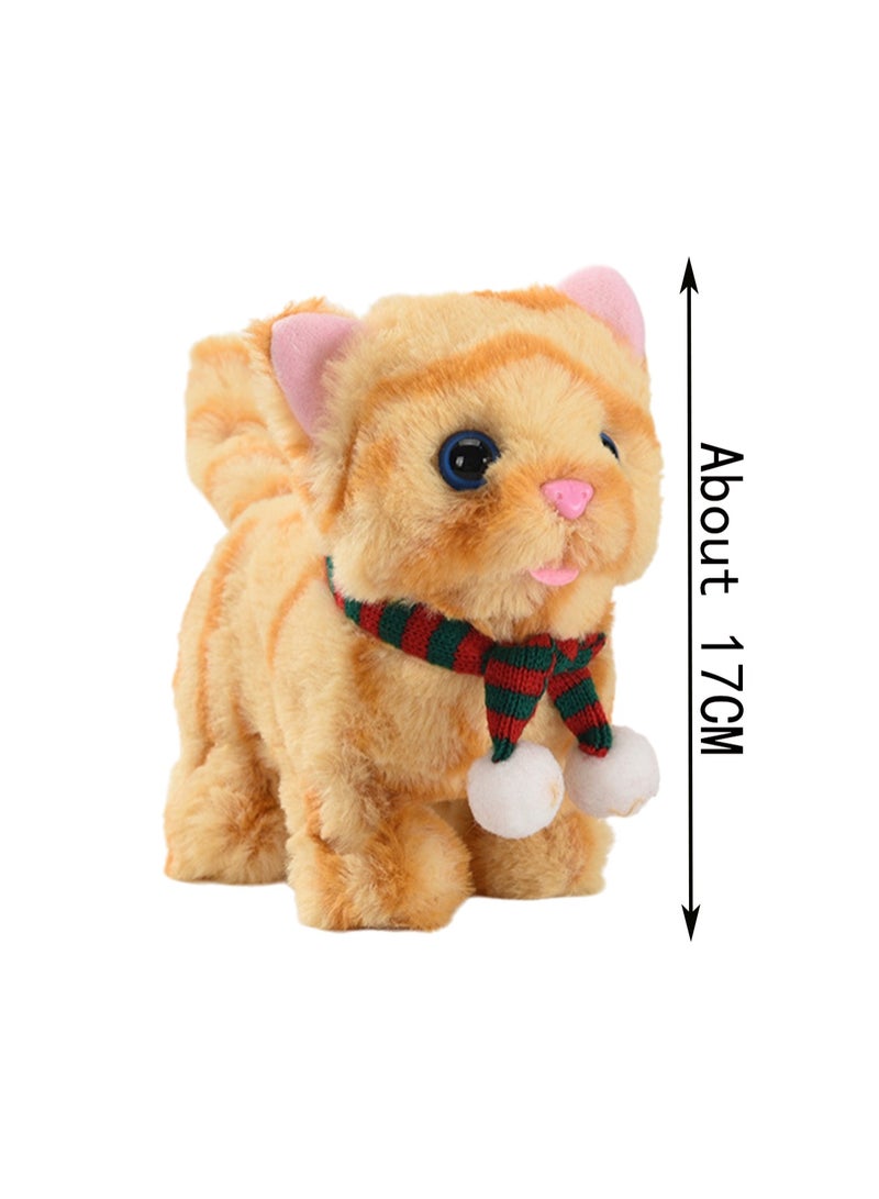 Yellow Scarf Cat Electric Plush Kitten Toy Walks, Calls And Moves Machine Simulation Plush Touch Interactive Toy Suitable For Children And Babies - Image 2