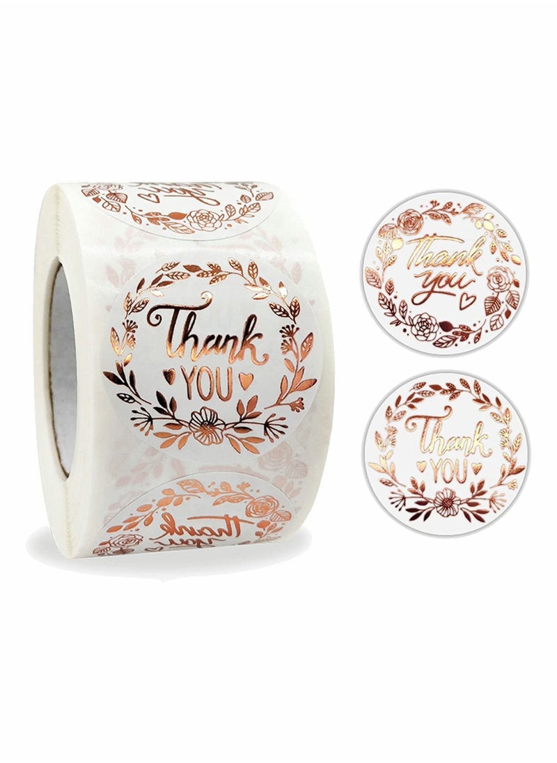 Y&D 500-Piece Thank You Stickers Rose Gold Foil Fonts Sticker, Labels for Greeting Cards, Flower Bouquets, Boxes, Candy Bags and Gift Wraps, 1.5 Inch  - Image 1