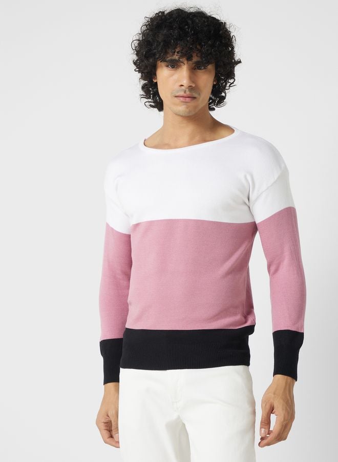 Seventy Five Colourblock Crew Neck Sweater - Image 1