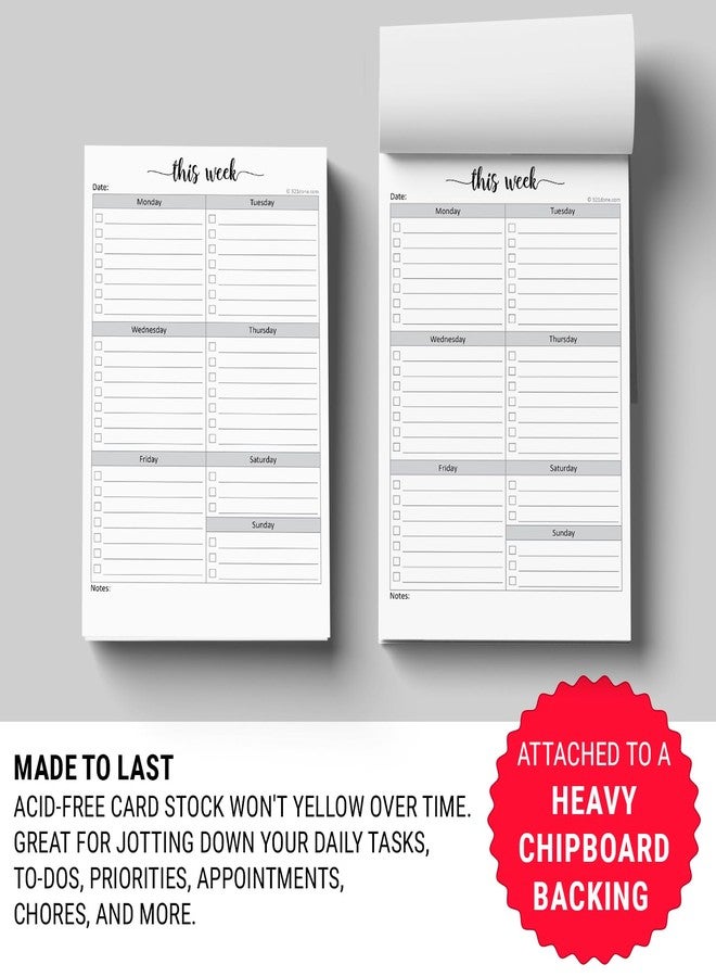 321Done Weekly Checklist Notepad - 50 Sheets (5.5" x 8.5") - This Week to Do Notepad Tear Off Planning Pad, Planner Checklist Organizing - Made in USA - Simple Script - Image 4