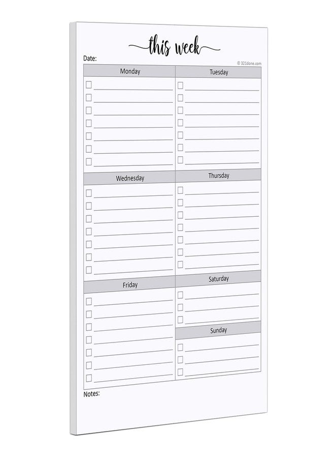 321Done Weekly Checklist Notepad - 50 Sheets (5.5" x 8.5") - This Week to Do Notepad Tear Off Planning Pad, Planner Checklist Organizing - Made in USA - Simple Script - Image 1