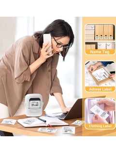 Generic Label Maker Machine with Tape Barcode Label Printer Mini Portable Bluetooth Thermal labeler for Address Clothing Jewelry Retail Barcode Small Business Home Office Compatible Phones PC White  - Image 2
