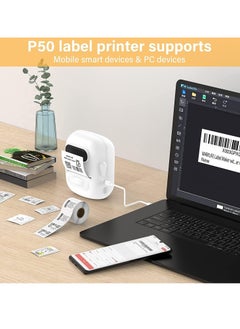 Generic Label Maker Machine with Tape Barcode Label Printer Mini Portable Bluetooth Thermal labeler for Address Clothing Jewelry Retail Barcode Small Business Home Office Compatible Phones PC White  - Image 5