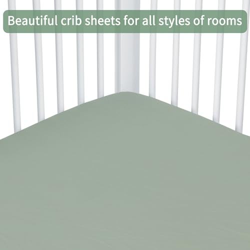 GUNTAIL Baby Crib Sheets for Boys Girls, 2 Pack Fitted Crib Sheet for Standard Crib and Toddler Mattress, Soft Microfiber Baby Sheet 52x28x8in (Brown & Green) - Image 4