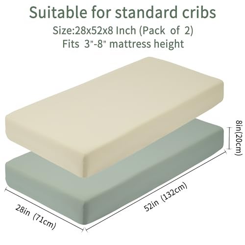 GUNTAIL Baby Crib Sheets for Boys Girls, 2 Pack Fitted Crib Sheet for Standard Crib and Toddler Mattress, Soft Microfiber Baby Sheet 52x28x8in (Brown & Green) - Image 5
