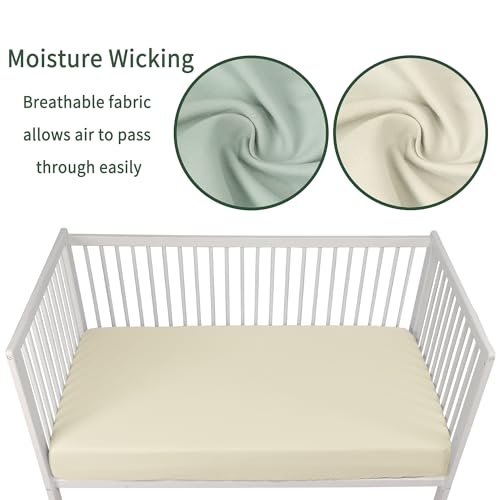 GUNTAIL Baby Crib Sheets for Boys Girls, 2 Pack Fitted Crib Sheet for Standard Crib and Toddler Mattress, Soft Microfiber Baby Sheet 52x28x8in (Brown & Green) - Image 3