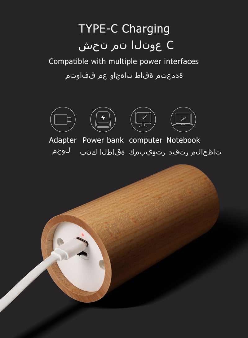 جنية مصباح شمعة إلكتروني خشبي LED، مصباح ليلي قابل للشحن من النوع C، مناسب للمطاعم والمقاهي والمنتجعات الصحية وتزيين الأجواء الاحتفالية (خشب الزان) - Image 3