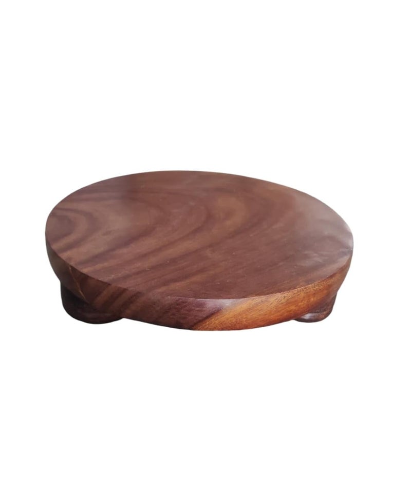 OGGN Handcrafted Acacia Wood Chakla Wooden Rolling Board Handmade RotiChapati Maker Roti Roller Boards Chapathi Kattai Round Polpat for Home Kitchen Best for Phulka Papads Puri Small - Image 1