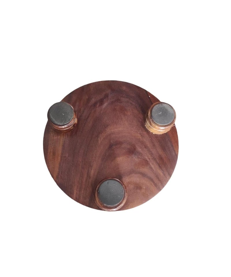OGGN Handcrafted Acacia Wood Chakla Wooden Rolling Board Handmade RotiChapati Maker Roti Roller Boards Chapathi Kattai Round Polpat for Home Kitchen Best for Phulka Papads Puri Small - Image 4