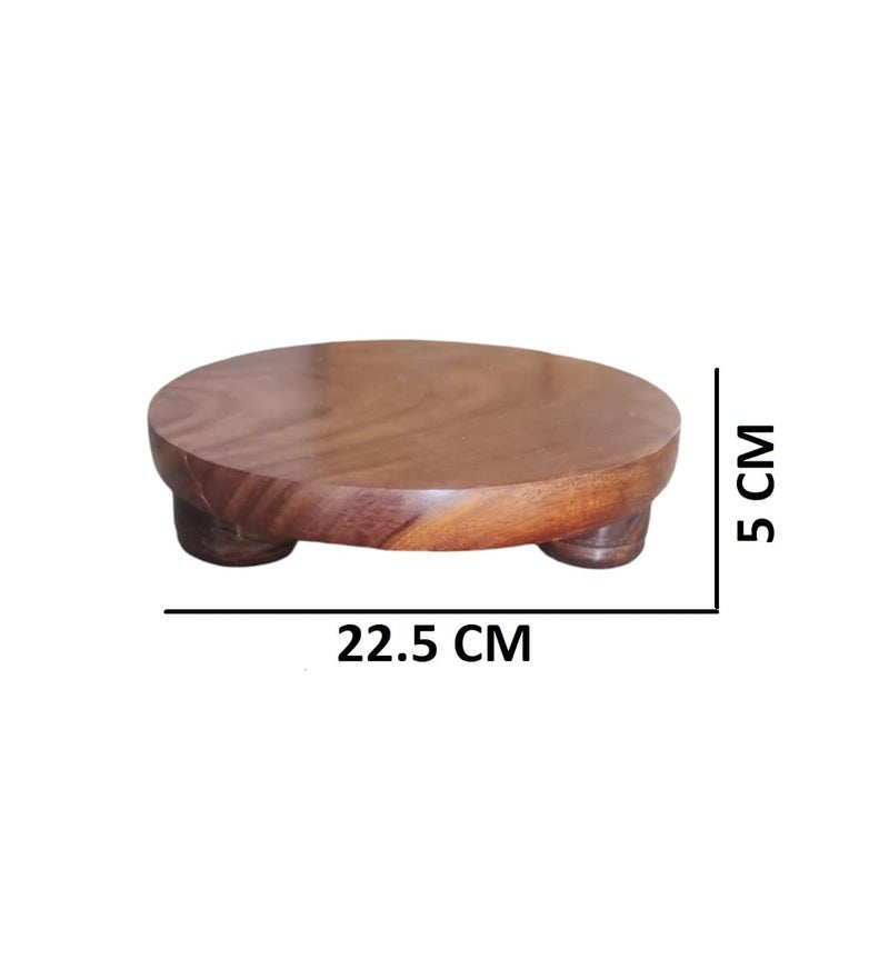 OGGN Handcrafted Acacia Wood Chakla Wooden Rolling Board Handmade RotiChapati Maker Roti Roller Boards Chapathi Kattai Round Polpat for Home Kitchen Best for Phulka Papads Puri Small - Image 2