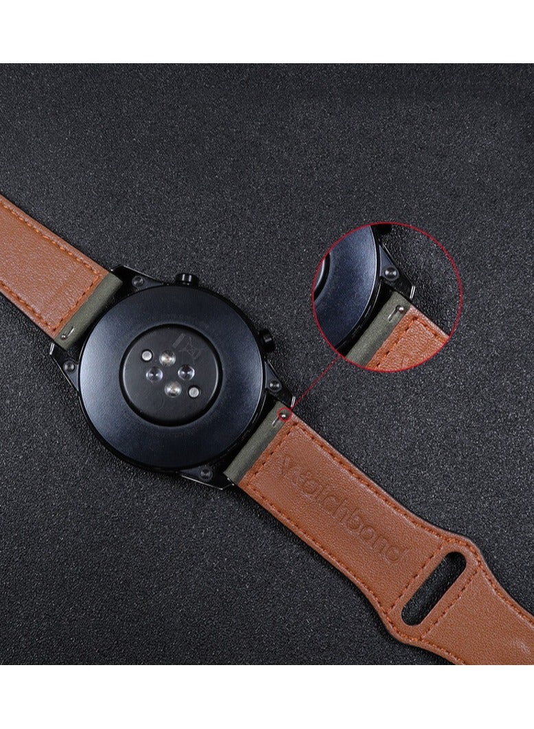 O Ozone (Pack of 2) Leather Bands For Samsung Galaxy Watch 7 6 5 4 FE 40mm 44mm 45mm/Galaxy Watch 6 4 Classic 43mm 47mm 42mm 46mm, 20mm Genuine Leather Replacement Wristband Strap Men Women - Brown/Dark Brown - Image 3