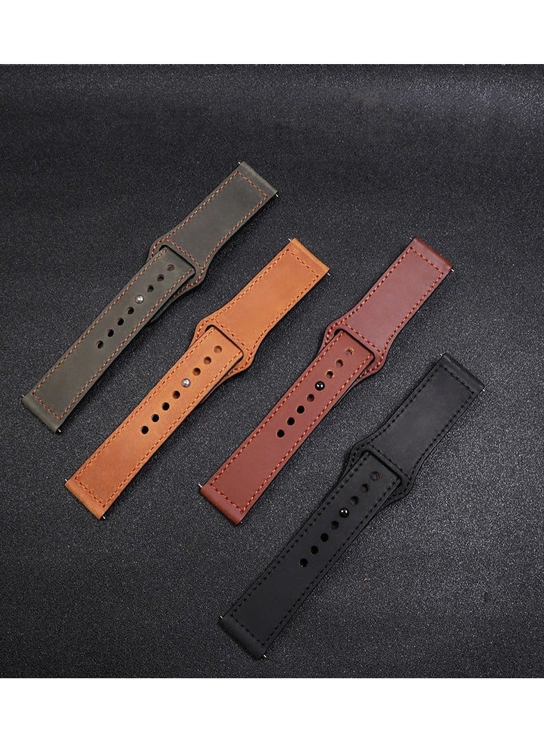 O Ozone (Pack of 2) Leather Bands For Samsung Galaxy Watch 7 6 5 4 FE 40mm 44mm 45mm/Galaxy Watch 6 4 Classic 43mm 47mm 42mm 46mm, 20mm Genuine Leather Replacement Wristband Strap Men Women - Brown/Dark Brown - Image 5