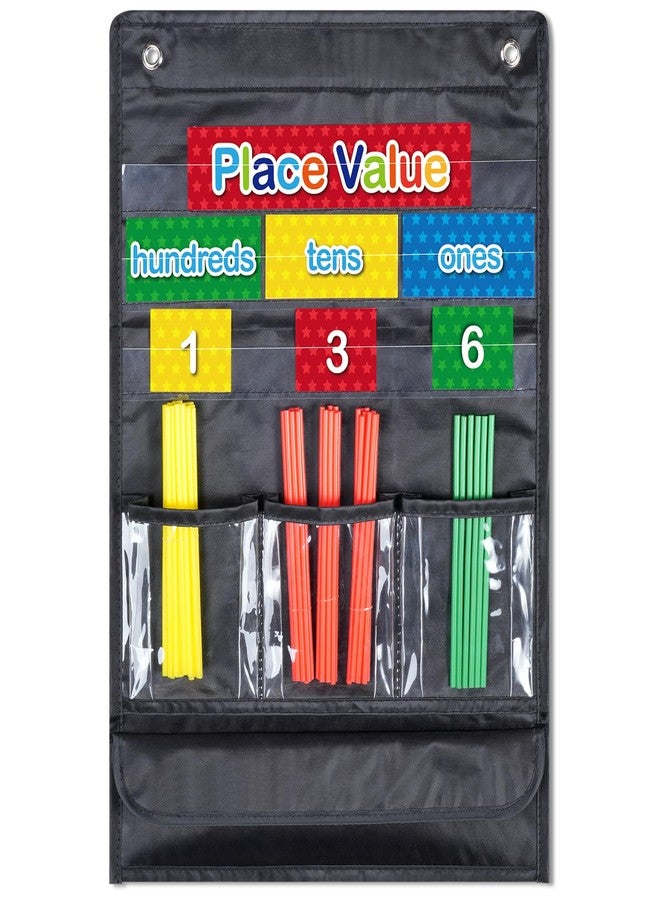 Jectivs Place Value Pocket Charts & Counting Caddie Magnetic Pocket Chart for Classroom and Home School Math Lessons Teacher Supplies,Hundreds, Tens, Ones - Image 1