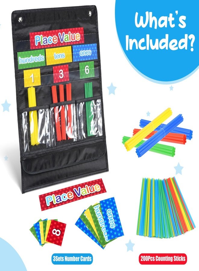 Jectivs Place Value Pocket Charts & Counting Caddie Magnetic Pocket Chart for Classroom and Home School Math Lessons Teacher Supplies,Hundreds, Tens, Ones - Image 3