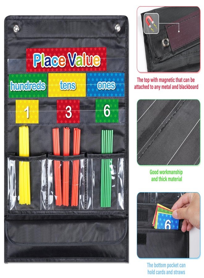 Jectivs Place Value Pocket Charts & Counting Caddie Magnetic Pocket Chart for Classroom and Home School Math Lessons Teacher Supplies,Hundreds, Tens, Ones - Image 4