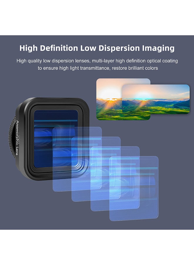 Mobile Phone Anamorphic Movie Lens 1.55X Deformation Filmmaking Lens Phone Moive Lens with Universal Lens Clips Carry Bag Replacement for iPhone 15/14/13/12/11  - Image 5