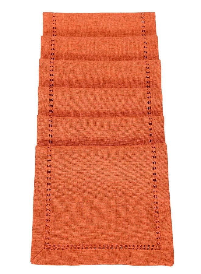 Grelucgo Set of 6 Orange Table Placemats for Halloween Thanksgiving Fall Autumn Holidays, Rectangular 12 by 18 Inch - Image 1