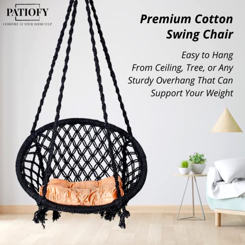 Patiofy Home Swing for Adults & Kids/Swing for Living Room/Jhula for Adults/Suitable for Living Room, Balcony, & Outdoor/Capacity Upto 120 Kgs/Includes Free Hanging Accessories (Black) - Image 5