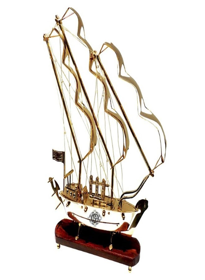 DSH Pure Brass Ship with Wooden Base Showpiece Item Perfect for Home Decoration and Gifting. (10 Inch) - Image 4