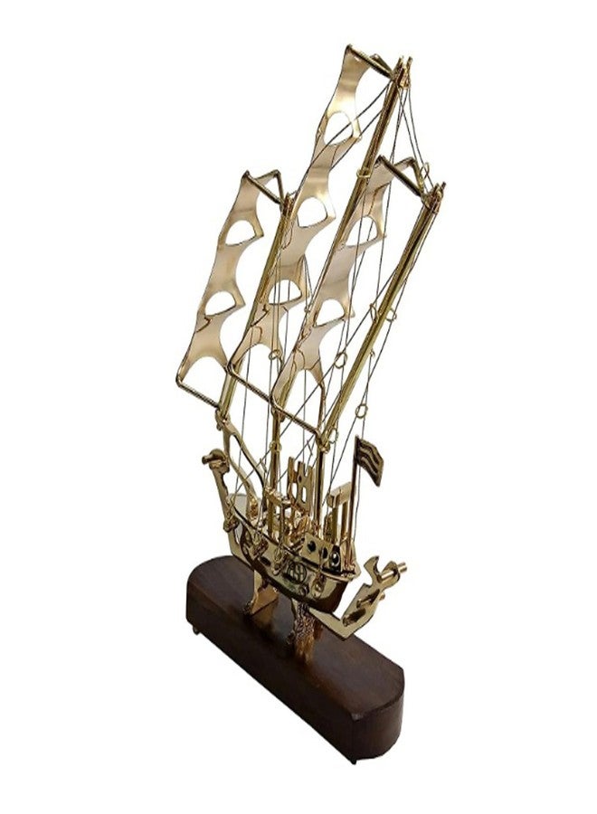 DSH Pure Brass Ship with Wooden Base Showpiece Item Perfect for Home Decoration and Gifting. (10 Inch) - Image 3