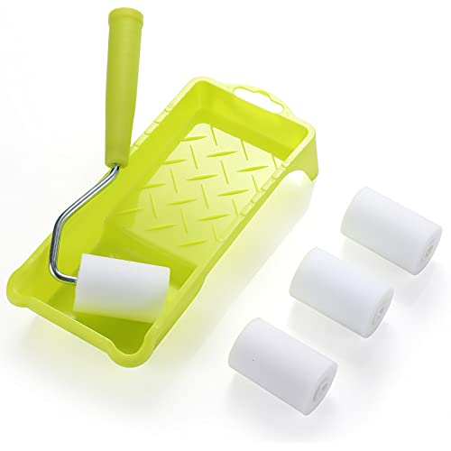 KUPOO Paint Roller 2 Inch,High-Density Foam Roller with Frame,Tray,Mini Paint Roller Refills, Small Sponge Roller Painting Supplies for Smaller DIY Stenciling Projects(Pack of 6) - Image 1