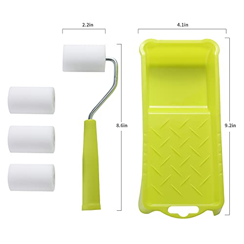 KUPOO Paint Roller 2 Inch,High-Density Foam Roller with Frame,Tray,Mini Paint Roller Refills, Small Sponge Roller Painting Supplies for Smaller DIY Stenciling Projects(Pack of 6) - Image 2